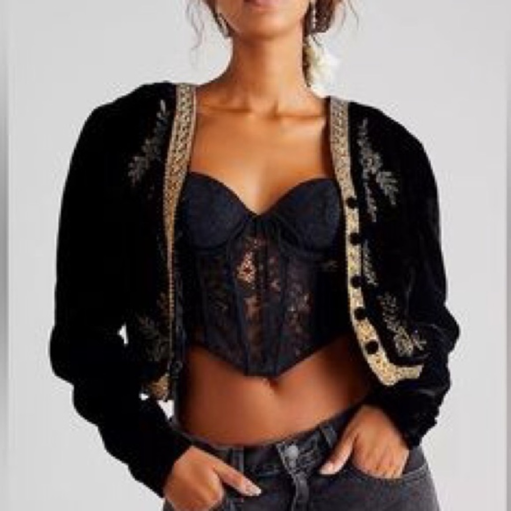 Free People Abbie Velvet Bed Jacket